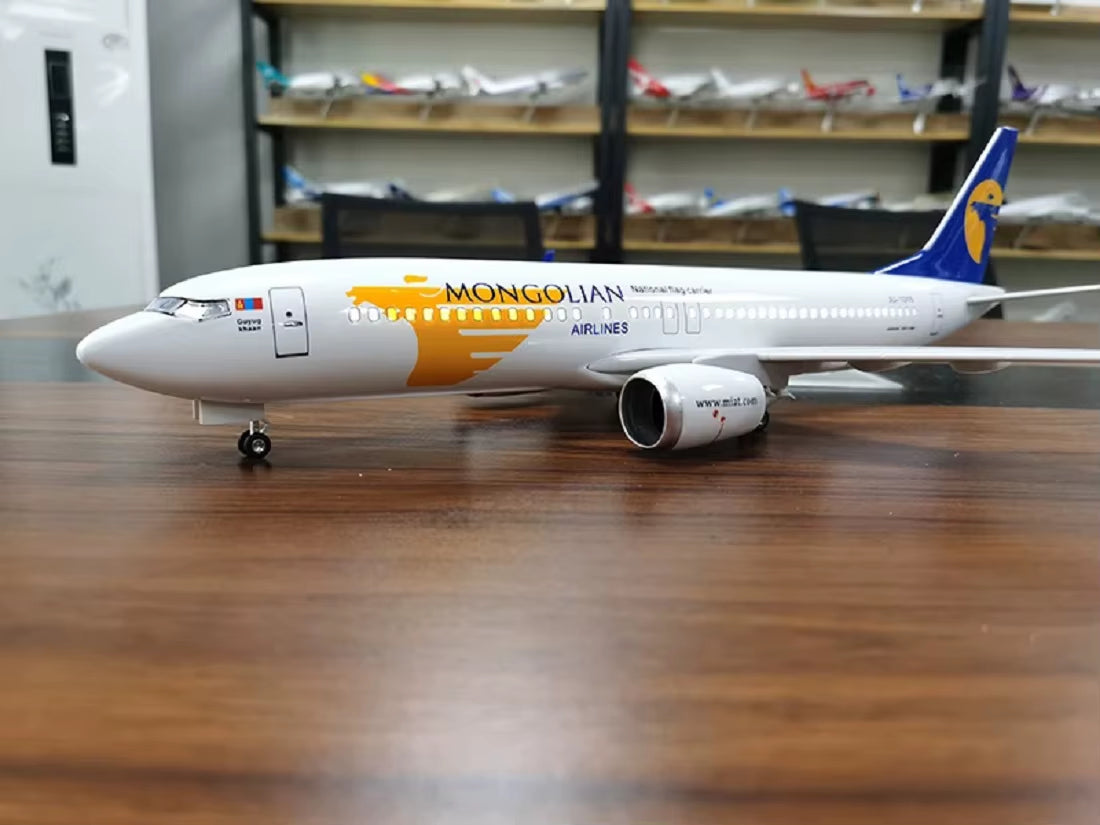 47CM Model B737 Airways Mongolian Model Toy Plane Resin Diecast Airplanes Model Airplane with LED Light for Aviation Enthusiast