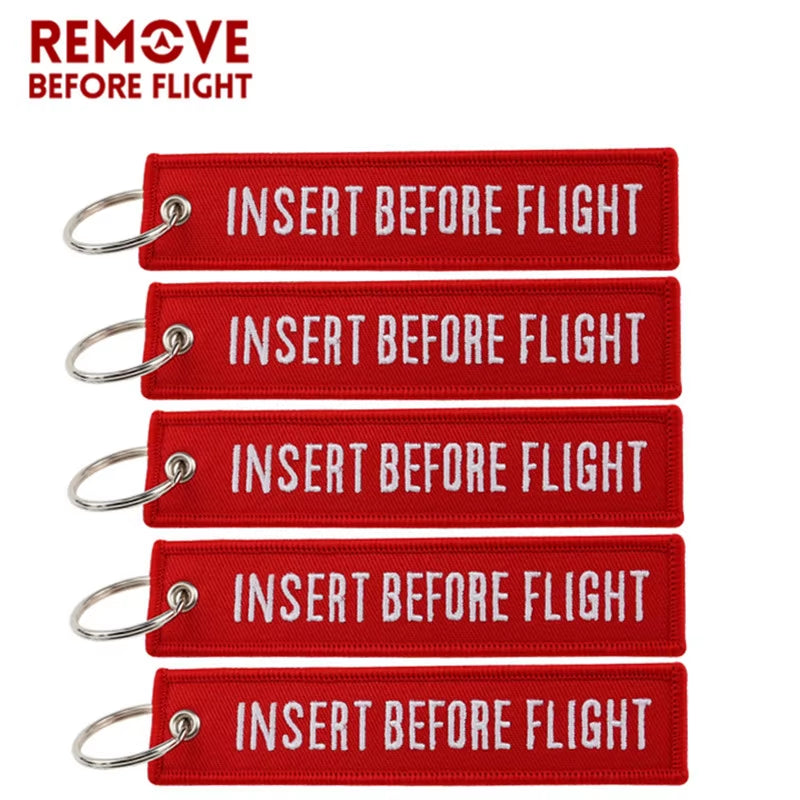 5PCS  Car Key Chain Red Embroidery Aviation Gifts Keyring Key Tag Holder for Motorcycles Keychain Chaveiro