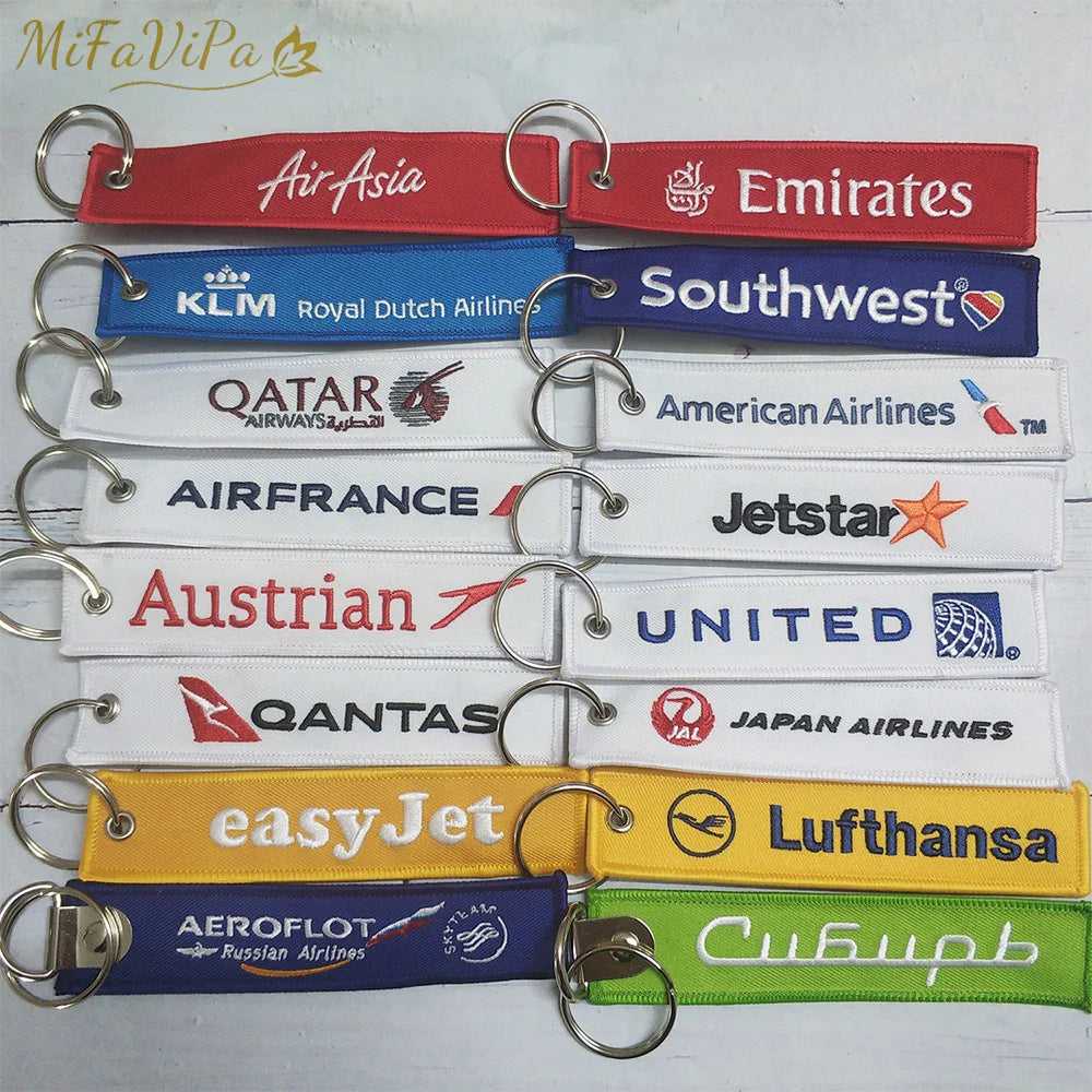 1 PC Blue Key Chain for KLM American Airlines Qatar Airplane Keychain Emirates Flight Crew Pilot Aviation Sleutelhanger