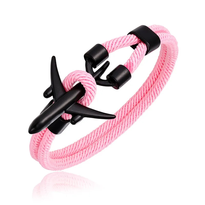Airport Fashion Men Women Airplane Anchor Bracelets Charm Rope Chain Paracord Aviation Life Jewelry Pulseras Hombres