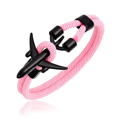 Airport Fashion Men Women Airplane Anchor Bracelets Charm Rope Chain Paracord Aviation Life Jewelry Pulseras Hombres