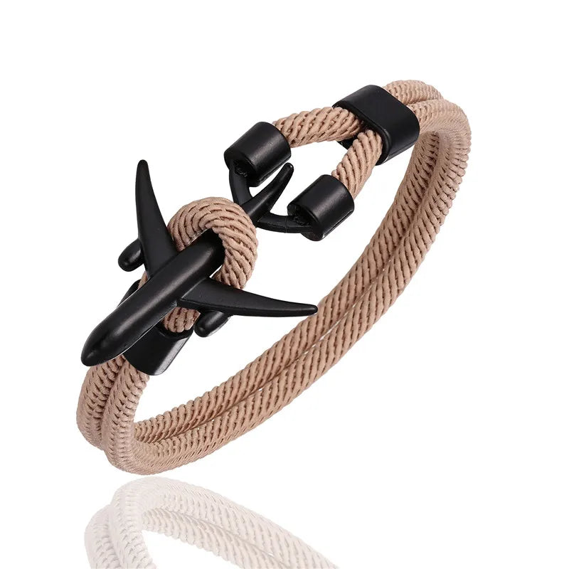 Airport Fashion Men Women Airplane Anchor Bracelets Charm Rope Chain Paracord Aviation Life Jewelry Pulseras Hombres