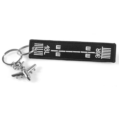 Black Airway Key Chain Anahtarlik Label Embroidery Keychain with Metal Plane Key Chain for Aviation Gifts Car Keychains
