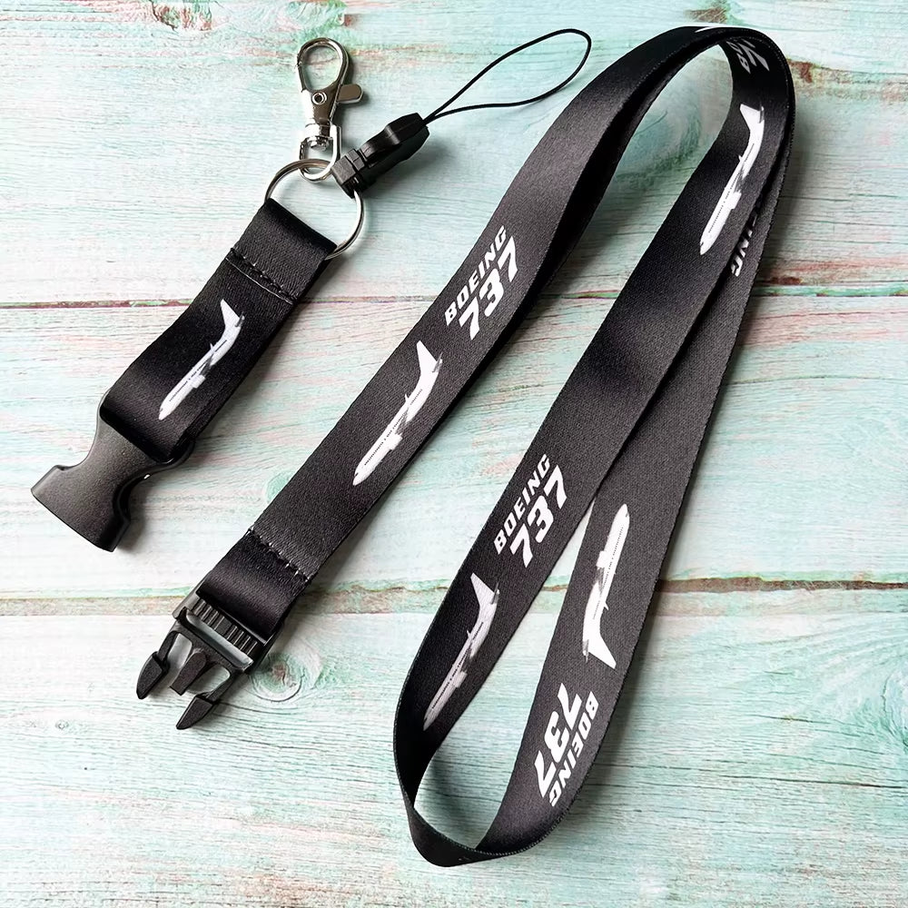 Polyester Aviation Lanyards Boeing Neck Strap Chaveiro Key Chain Boeing Llavero Lanyard Keychain for ID Card Pilot Gift