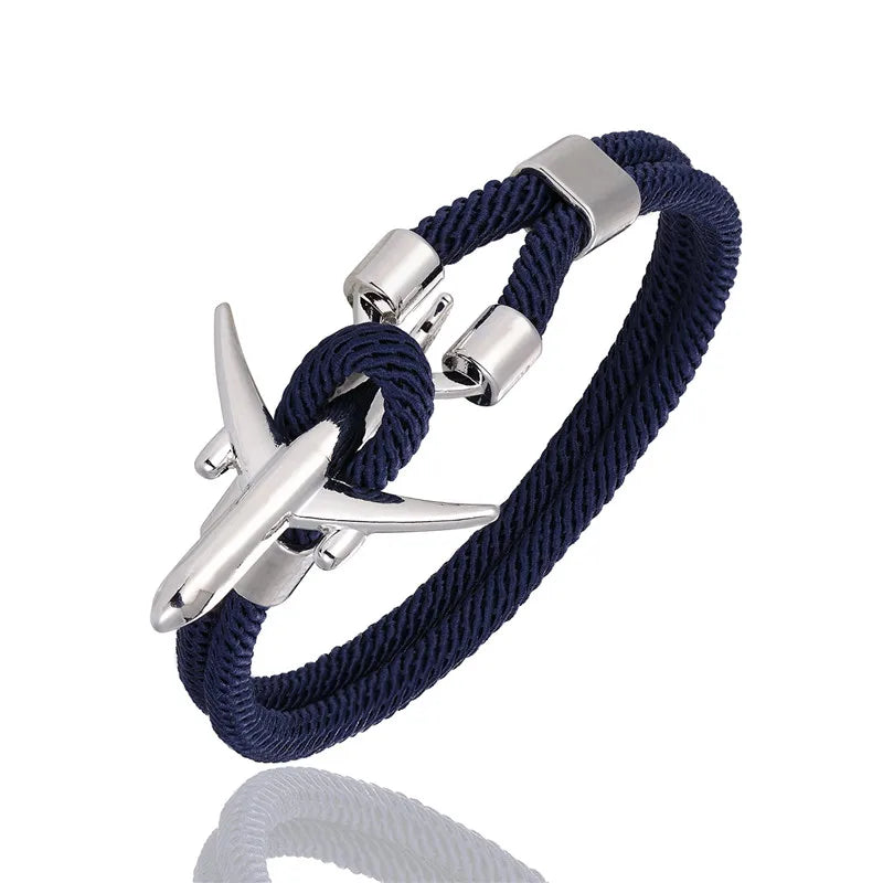 Airport Fashion Men Women Airplane Anchor Bracelets Charm Rope Chain Paracord Aviation Life Jewelry Pulseras Hombres