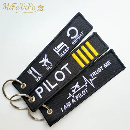 2 PCS  Fashion Trinket Keyring Woven Flight Crew Pilot Gift Aviation Aircraft Key Chain Airbus Plane Pilot Keychains