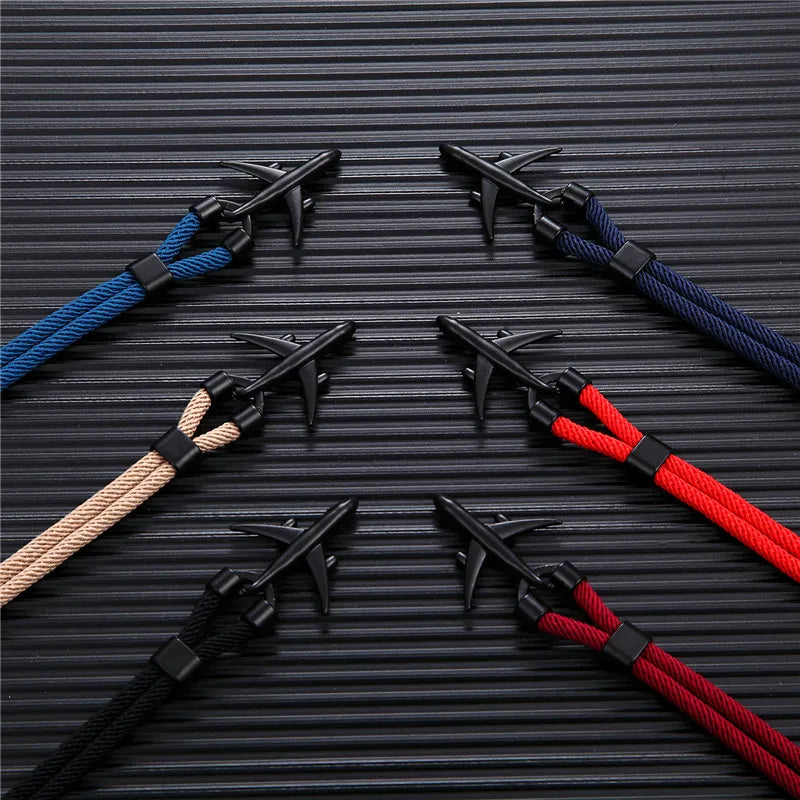 Airport Fashion Men Women Airplane Anchor Bracelets Charm Rope Chain Paracord Aviation Life Jewelry Pulseras Hombres